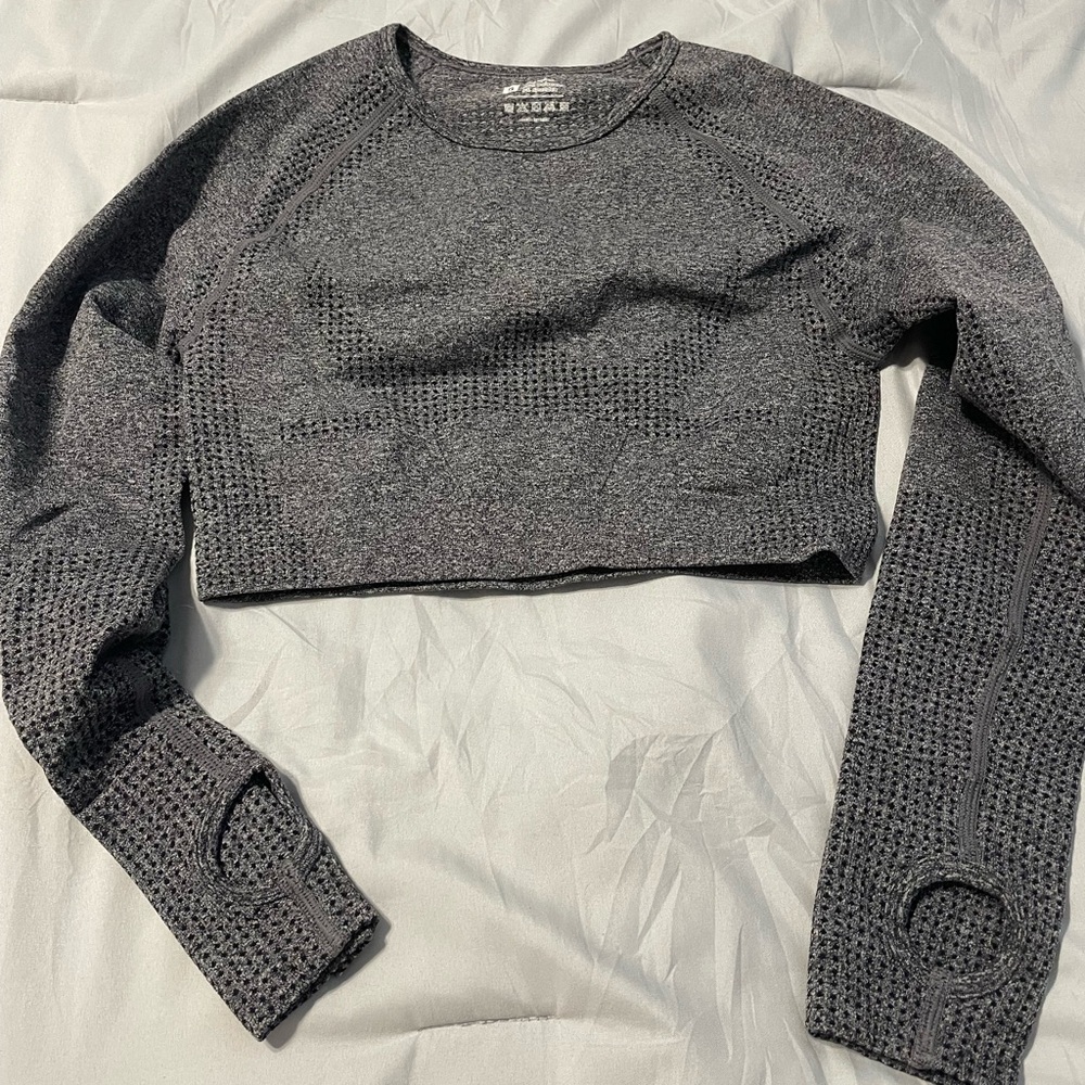 Dark Gray Textured Cropped Top